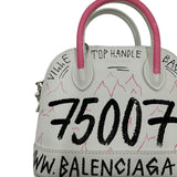 Balenciaga White Leather Vile Top Handle Crossbody Purse