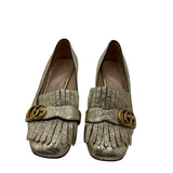 Gucci Fringe Metallic Marmont Block Heel Women's  39 ~ US 9
