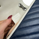 Gucci Navy Leather Vintage Effect Double Marmont Purse