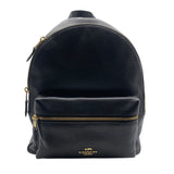 Coach Black Pebbled Leather Charlie Medium Backpack Purse
