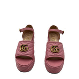 Gucci Marmont Leather Platform Sandals Size 37.5 = US 7.5