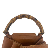 Gucci Tan Leather Bamboo Drawstring Sling Purse