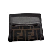 Fendi Brown Monogram Leather & Canvas Women's Wallets