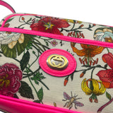 Gucci Floral White Fuschsia "Flora" Shoulder Bag