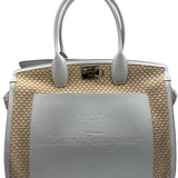 Salvatore Ferragamo Studio Raffia Leather Tote Bag