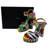 Dolce & Gabbana Carretto Platform Heel Sandals Size 37 US 7
