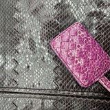 Bottega Veneta Plum Snakeskin Zip Pouch clutch bag