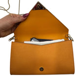 Prada Burnt Orange Saffiano Leather Envelope Purse