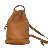 Gucci Tan Leather Bamboo Drawstring Sling Purse