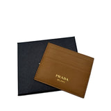 Prada Brown Leather Card Holder Unisex Wallet
