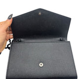 Saint Lauren So Black Grain de Poudre Uptown Chain Wallet