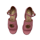 Gucci Marmont Leather Platform Sandals Size 37.5 = US 7.5