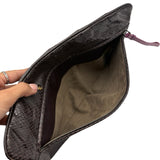 Bottega Veneta Plum Snakeskin Zip Pouch clutch bag
