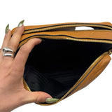 Prada Camel Double Zip Vitello Daino Leather Camera Bag Purse