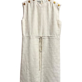 Gucci Cream GG Stripe Wool/Silk Midi Size L Women's Dress