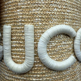 Gucci Logo Raffia Tote Bag