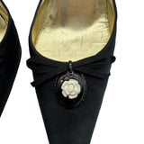 Chanel Black Vintage Pointed Toe Canvas Size 38 ~ US 8 Women's Shoes