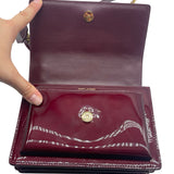 YSL Red Wine Patent Monogram Small Sunset Bag