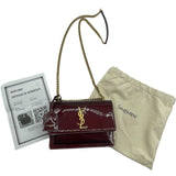 YSL Red Wine Patent Monogram Small Sunset Bag