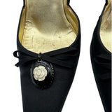 Chanel Black Vintage Pointed Toe Canvas Size 38 ~ US 8 Women's Shoes