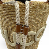 Gucci Logo Raffia Tote Bag