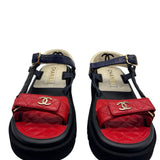 Chanel Lambskin Logo Platform Size 37.5 ~ US 7.5  Women's Shoes