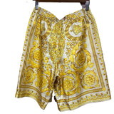 NWT Versace Barocco Champagne Print Silk Shorts Size Men's Small