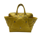 Just Cavalli Yellow Studded Leather Top Handle Purse