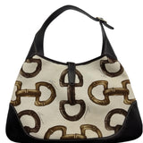 Gucci Cream Horsebit Jackie O Canvas Purse