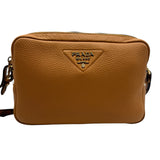 Prada Camel Double Zip Vitello Daino Leather Camera Bag Purse