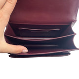 YSL Red Wine Patent Monogram Small Sunset Bag