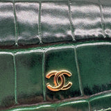 NWT Chanel Classic Embossed Crocodile Small Trifold Flap Wallet