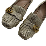 Gucci Fringe Metallic Marmont Block Heel Women's  39 ~ US 9