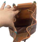 Gucci Tan Leather Bamboo Drawstring Sling Purse