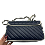 Gucci Navy Leather Vintage Effect Double Marmont Purse