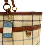 Coach Cream Heritage Tattersall Tote Bag Purse