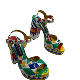 Dolce & Gabbana Carretto Platform Heel Sandals Size 37 US 7