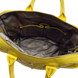 Just Cavalli Yellow Studded Leather Top Handle Purse