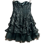 Betsey Johnson Black Sequin Ruffle Mini Size XS Women's Dress
