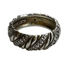 AS IS David Yurman Sterling Silver and Diamond Braided Ring