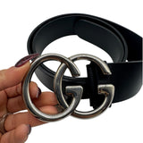 Gucci Black Leather GG Size 90 Men's Belts