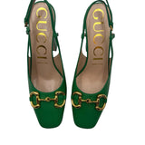 Gucci Green Nappa Charlotte Platform Pumps Size 38.5 = 8.5