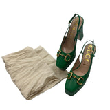 Gucci Green Nappa Charlotte Platform Pumps Size 38.5 = 8.5