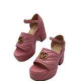Gucci Marmont Leather Platform Sandals Size 37.5 = US 7.5