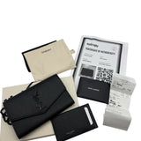 Saint Lauren So Black Grain de Poudre Uptown Chain Wallet