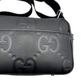 Gucci Black LeatherJumbo GG Messenger Crossbody Purse