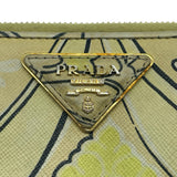 Prada Yellow Saffiano Leather Floral Print Wallet