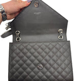 Saint Laurent Gray Grain De Poudre Medium Matelasse Purse