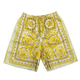 NWT Versace Barocco Champagne Print Silk Shorts Size Men's Small