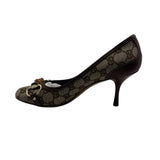 Gucci GG Canvas Bamboo Horsebit Pumps Women's Size 7